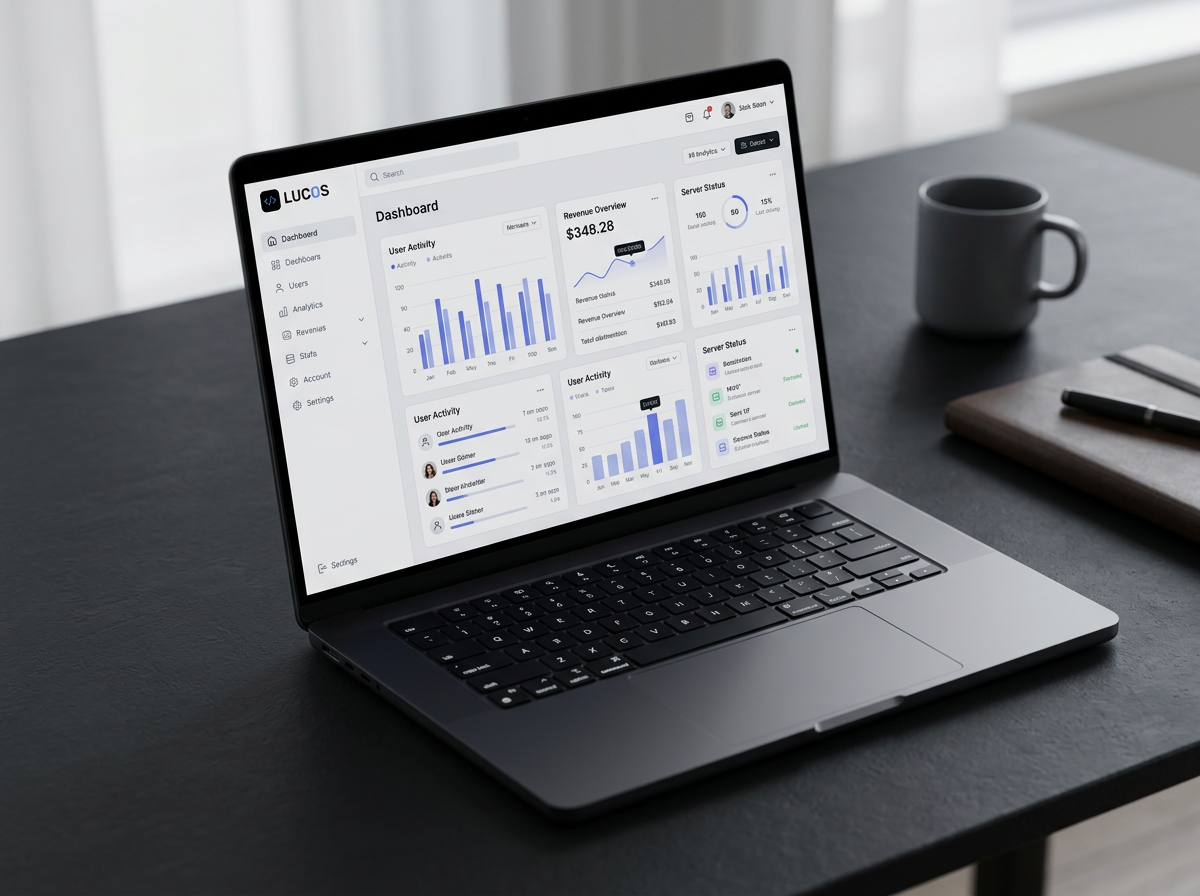 Lucos dashboard on a laptop