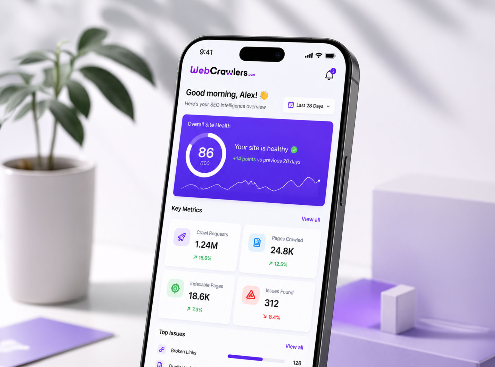 WebCrawlers mobile app interface